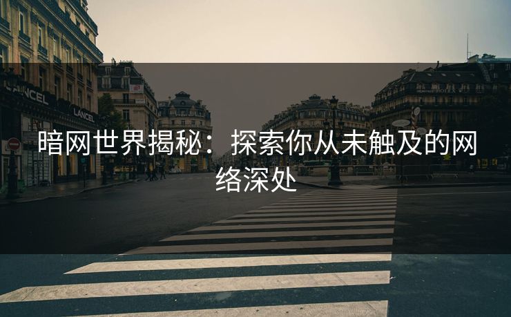 暗网世界揭秘：探索你从未触及的网络深处